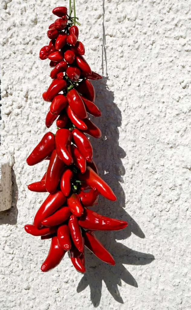piment suspendu le long d'une façade
