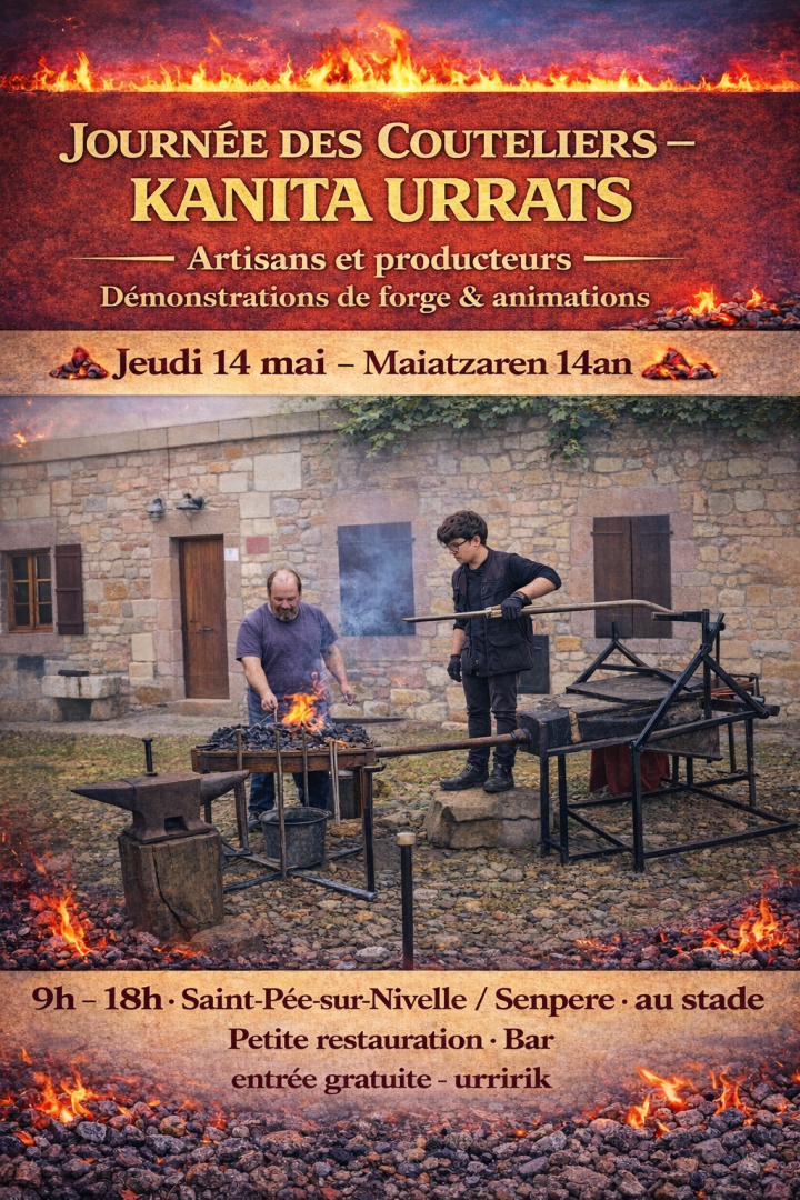Journée des couteliers à Saint-Pée-sur-Nivelle avec démonstration de forge et artisans locaux